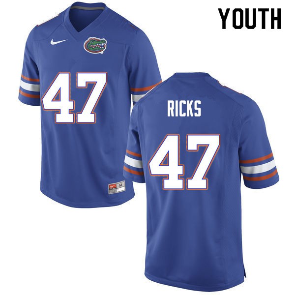 Youth #47 Isaac Ricks Florida Gators College Football Jerseys Blue